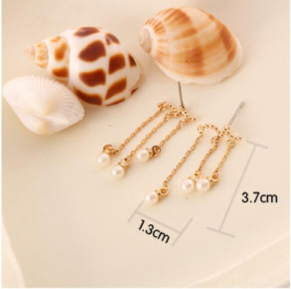 Beautiful Pearl Tassels Stud Clip Earrings - Oh Yours Fashion - 6