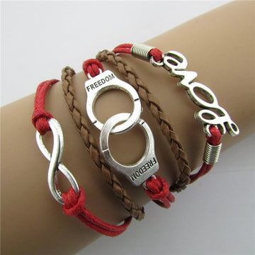 Handcuffs LOVE 8 Knitting Christmas Leather Bracelet - Oh Yours Fashion - 1