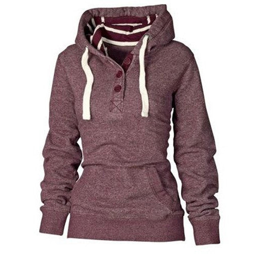 Striped Hooded Button Pocket Pullover Hoodie - O Yours Fashion