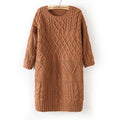 Diamond Cable Retro Knit Long Pullover Sweater - Oh Yours Fashion - 1