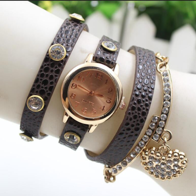 Crystal Heart PU Strap Wristwatch - Oh Yours Fashion - 6