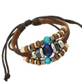 Blue Crystal Beaded Leather Woven Bracelet - Oh Yours Fashion - 1