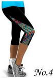 Flower Print Side Triangle Fashion 3/4 Pants Yoga Sport Leggings - Oh Yours Fashion - 7