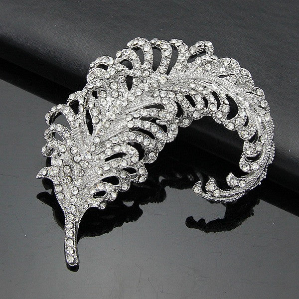 Elegant Feather Diamond Crystal Brooch - Oh Yours Fashion - 1
