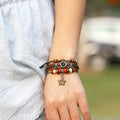 Vintage Star Pendant Beaded Leather Bracelet - Oh Yours Fashion - 5