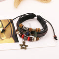Vintage Star Pendant Beaded Leather Bracelet - Oh Yours Fashion - 3