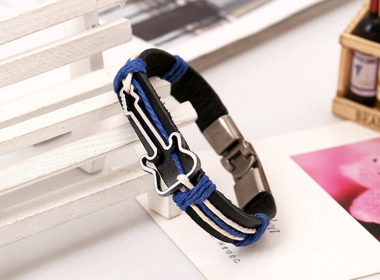 Alloy Guitar Leather Woven Bracelet - Oh Yours Fashion - 2