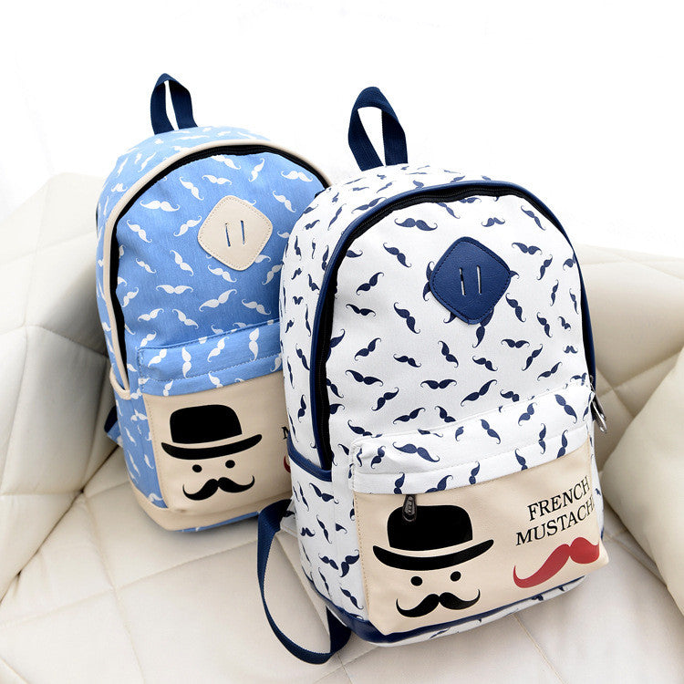 Mustache Print Fashion Backpack School Bag - Oh Yours Fashion - 7
