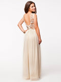Lace Chiffon Backless Long Prom Dress - OhYoursFashion - 4