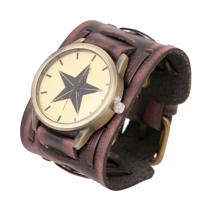 Punk Style Star Dial Leather Woven Watch - Oh Yours Fashion - 3