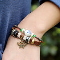 Sweet Butterfly Beaded Leather Bracelet - Oh Yours Fashion - 3