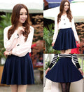 Candy Color Stretch Skater Flared Pleated Mini Skirt - OhYoursFashion - 4