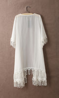 Tassel Short Sleeves Sexy Chiffon  Long Blouse - Oh Yours Fashion - 8