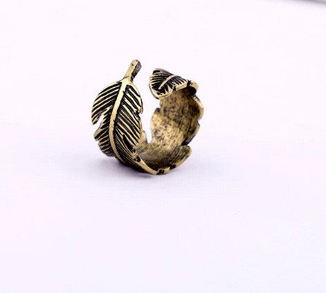 Retro Feather Shape Copper Ring - Oh Yours Fashion - 3