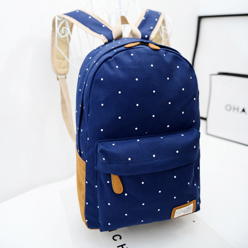 Polka Dot Candy Color Canvas Backpack School Bag - Oh Yours Fashion - 1