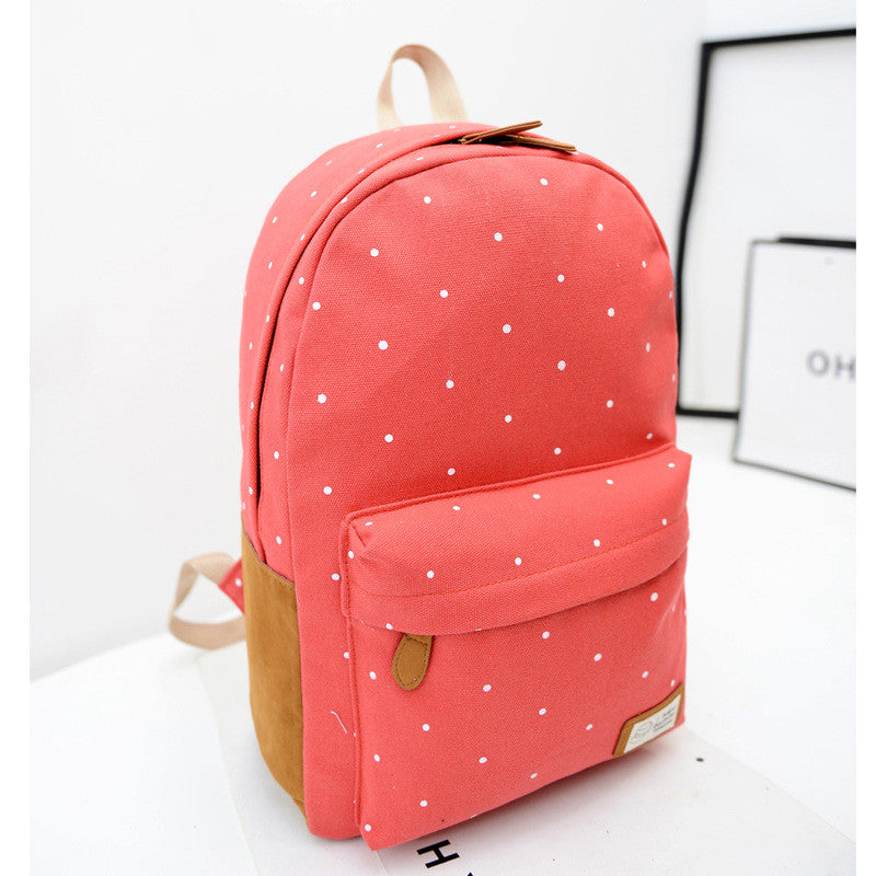 Polka Dot Candy Color Canvas Backpack School Bag - Oh Yours Fashion - 6