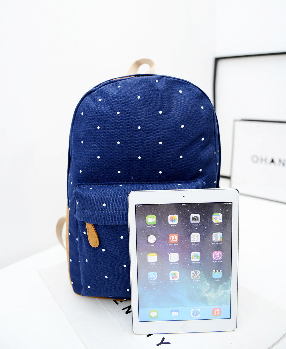 Polka Dot Candy Color Canvas Backpack School Bag - Oh Yours Fashion - 11