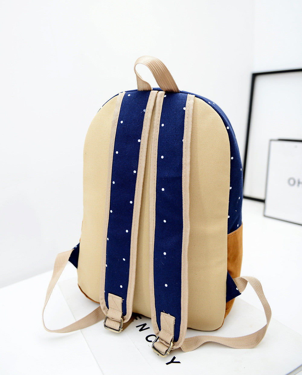Polka Dot Candy Color Canvas Backpack School Bag - Oh Yours Fashion - 9
