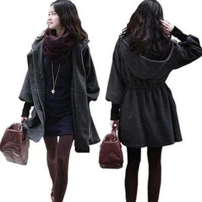 Hooded Belt Slim Thick Wool Long Sleeves Mid-length Coat - OhYoursFashion - 2