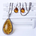 Drop Imitation Amber Necklace Earrings Jewelry Set - Oh Yours Fashion - 2