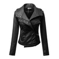 Fashion Turn Down Collar Slim PU Leather Jacket - O Yours Fashion - 3