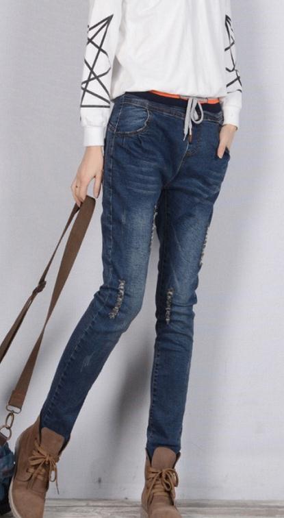 Plus Size Elastic Slim High Waist Straight Jeans - OhYoursFashion - 2