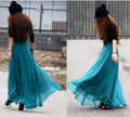 Bohemian Flared Pleated Pure Color Slim Floor Maxi Skirt - Oh Yours Fashion - 8