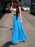Bohemian Flared Pleated Pure Color Slim Floor Maxi Skirt - Oh Yours Fashion - 10