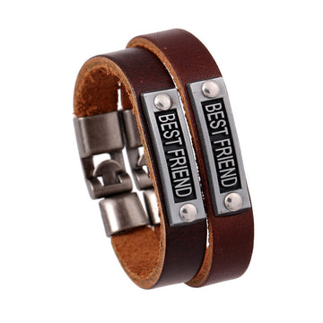 Simple Alloy BESTFRIEND Leather Bracelet - Oh Yours Fashion - 1