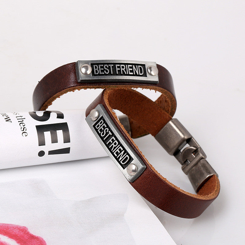Simple Alloy BESTFRIEND Leather Bracelet - Oh Yours Fashion - 3