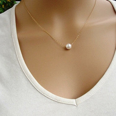 Delicate Pearl Collarbone Necklace Chain - Oh Yours Fashion - 1