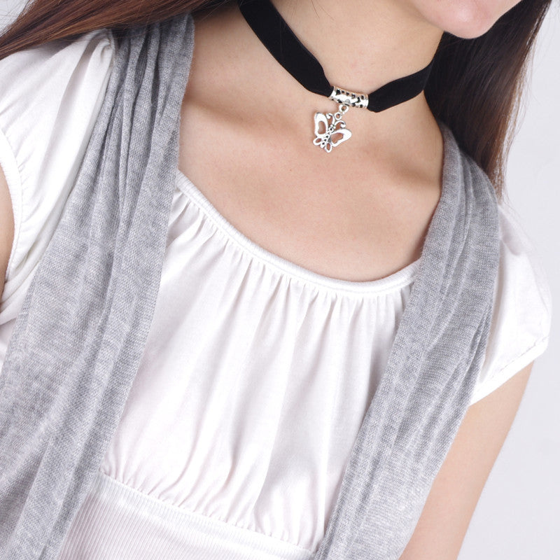 Black Lint Flannelette Style Pendant Necklace - Oh Yours Fashion - 6