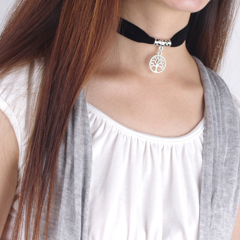 Black Lint Flannelette Style Pendant Necklace - Oh Yours Fashion - 1
