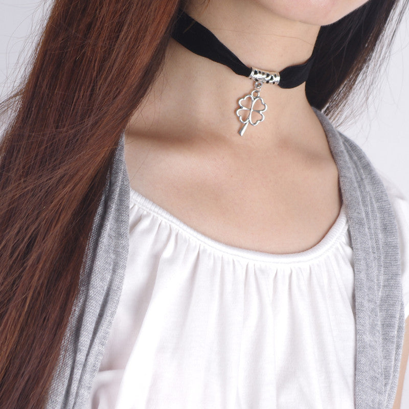 Black Lint Flannelette Style Pendant Necklace - Oh Yours Fashion - 11