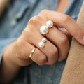 Adjustable Big Small Pearl Ring - Oh Yours Fashion - 1
