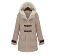 Hooded Lamb Wool Thick Long Sleeves Mid-length Coat - Oh Yours Fashion - 3