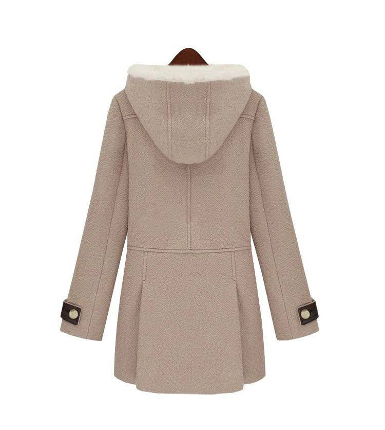 Hooded Lamb Wool Thick Long Sleeves Mid-length Coat - Oh Yours Fashion - 4