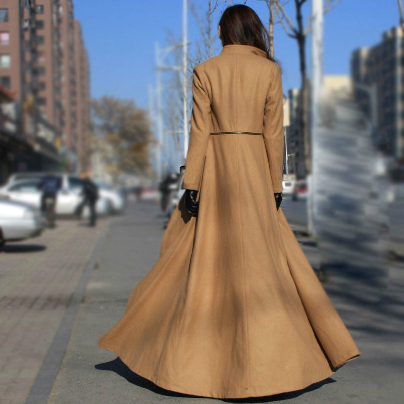 Beautiful High Neck Slim Super Long Coat - Oh Yours Fashion - 3