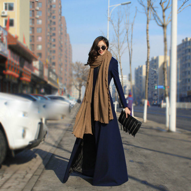 Beautiful High Neck Slim Super Long Coat - Oh Yours Fashion - 1