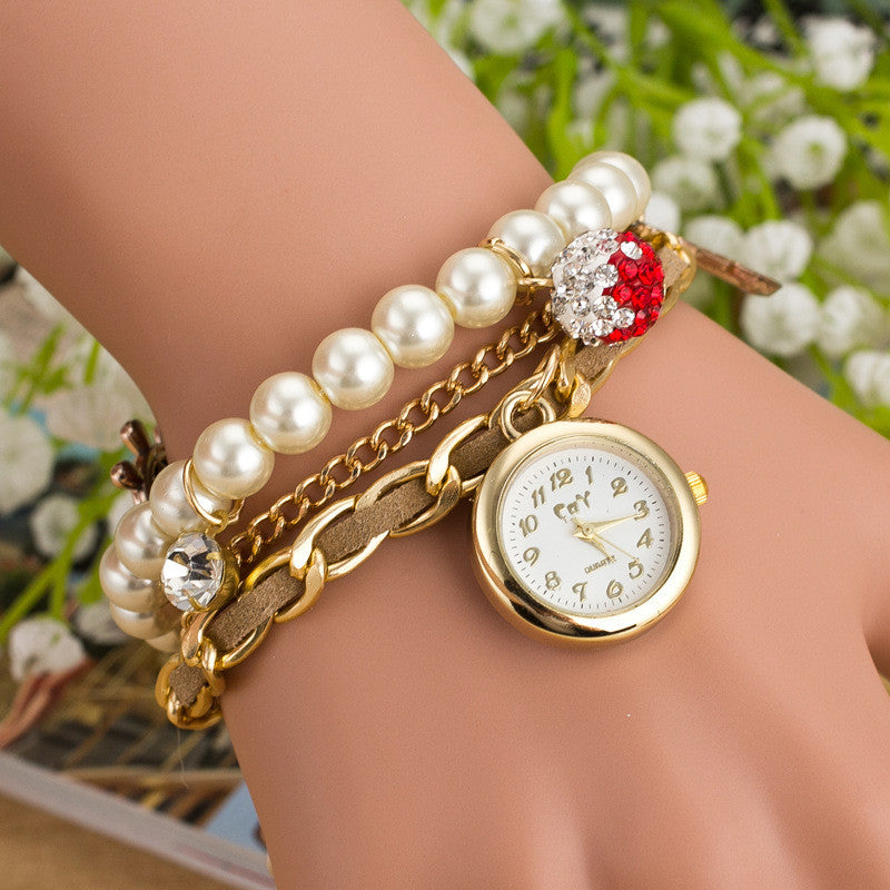 Fashion Pearl Beads Anchor Tassel Bracelet Watch - Oh Yours Fashion - 5