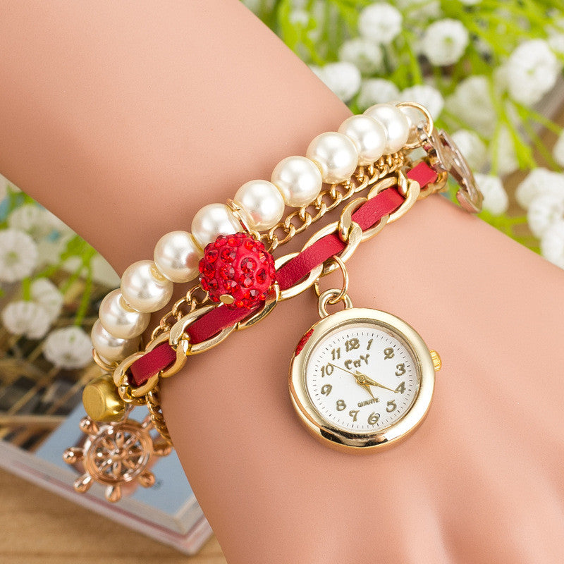 Fashion Pearl Beads Anchor Tassel Bracelet Watch - Oh Yours Fashion - 2