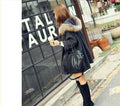 Hooded Faux Fur Collar 9/10 Sleeve Zipper Dropped Shoulder Coat - Oh Yours Fashion - 4