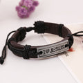 I Love Jesus Hand-woven Alloy Leather Bracelet - Oh Yours Fashion - 2