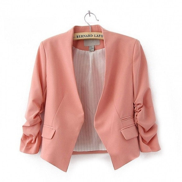 Stylish Women OL Candy Color Thin Suite Outerwear 3/4 sleeve Coat Mini Blazer - Oh Yours Fashion - 4