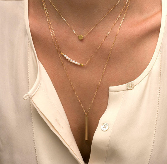 Fashion Simple Pearl Bump Multilayer Necklace - Oh Yours Fashion - 1