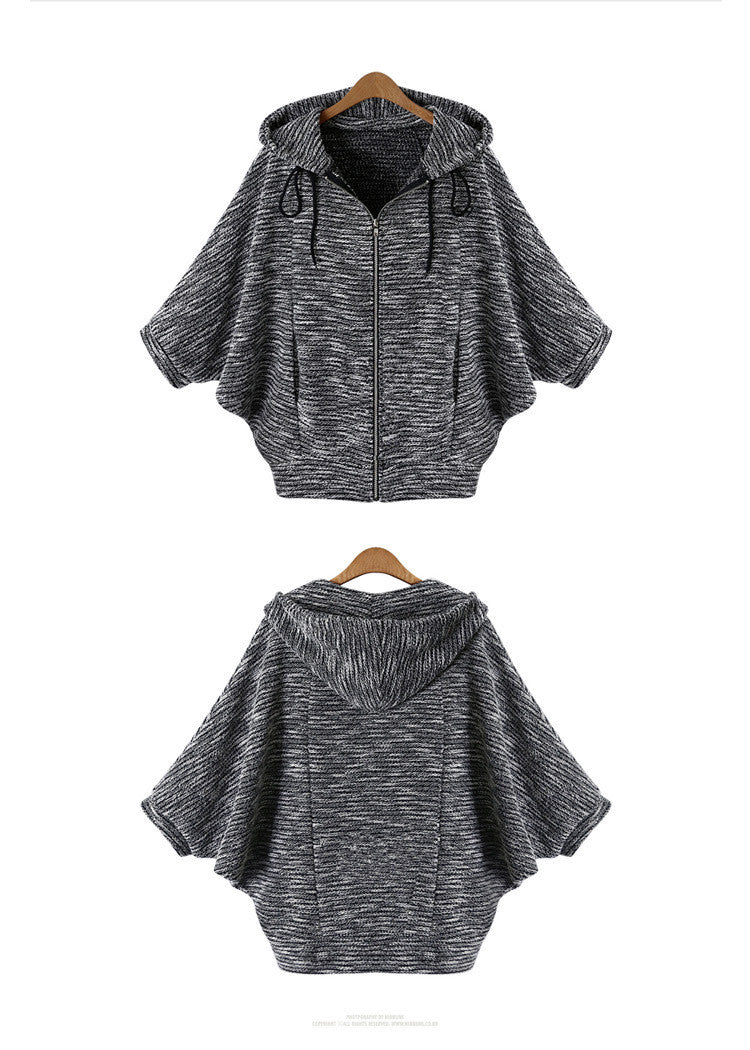 Hooded Zipper Bat-wing Sleeves Street Casual Short Coat - Oh Yours Fashion - 4