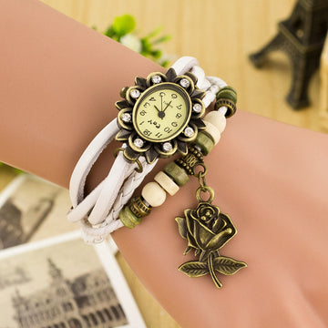Retro Style Rose Pendant Multilayer Watch - Oh Yours Fashion - 1