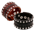 Wide Rivet Braided Leather Bracelet - Oh Yours Fashion - 1