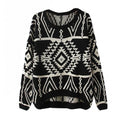 Women Loose Geometry Printed Pullover Sweater - Oh Yours Fashion - 5