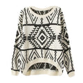 Women Loose Geometry Printed Pullover Sweater - Oh Yours Fashion - 1